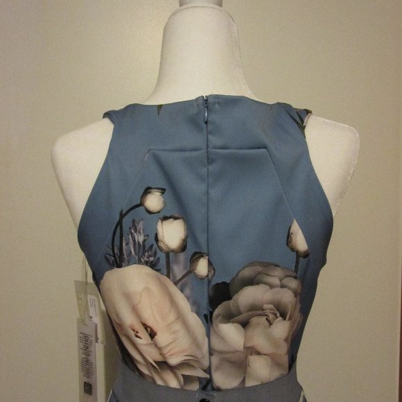 NWT Rinascimento Designer Sz Medium Sleeveless Blue Printed Fit And Flare Dress - Picture 5 of 17